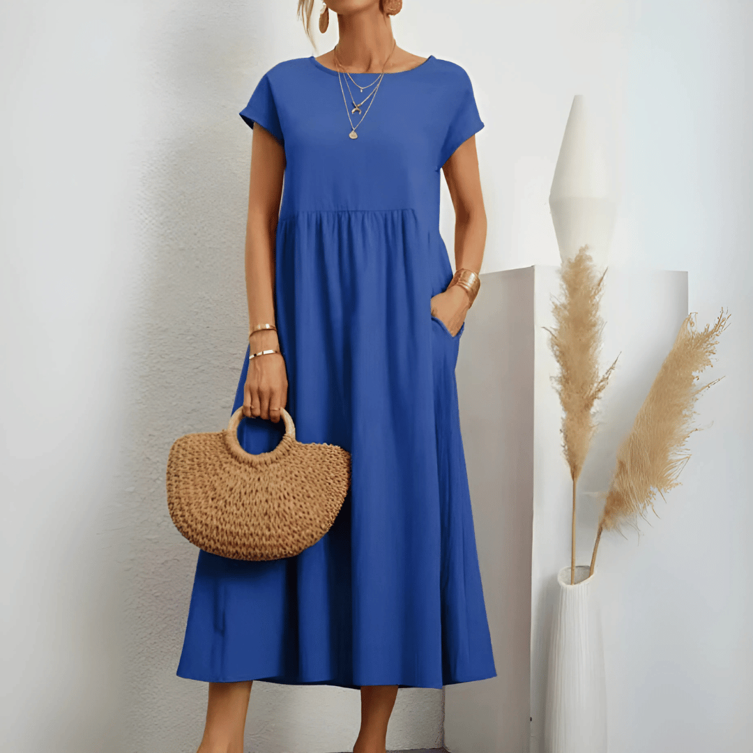 Vintage Maxikleid aus Baumwollleinen für Damen