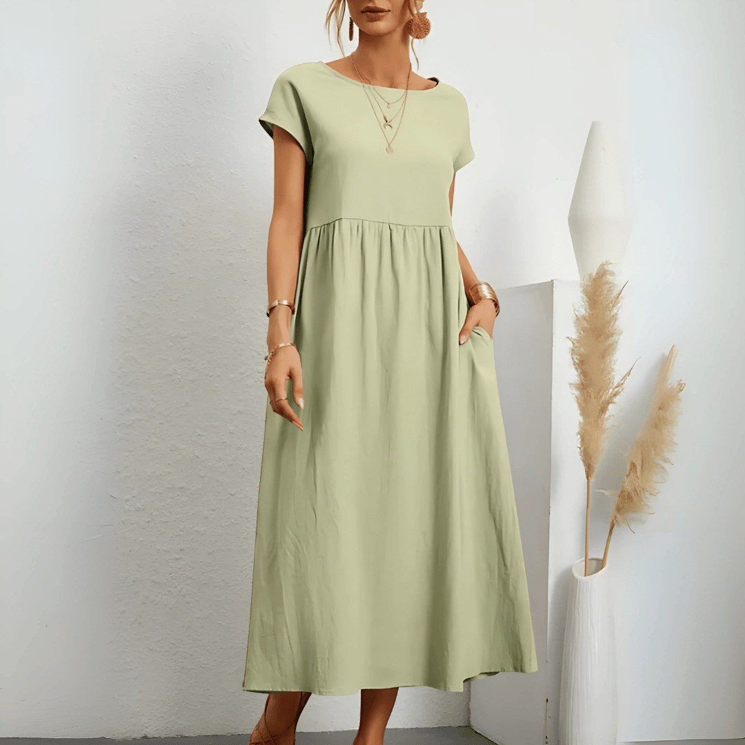 Vintage Maxikleid aus Baumwollleinen für Damen