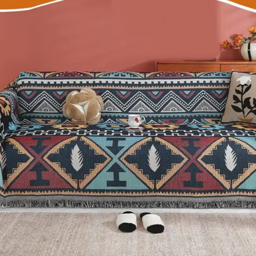 Sofabezug mit aztekischem geometrischem Muster – Boho-inspirierte Eleganz für Ihren Wohnraum