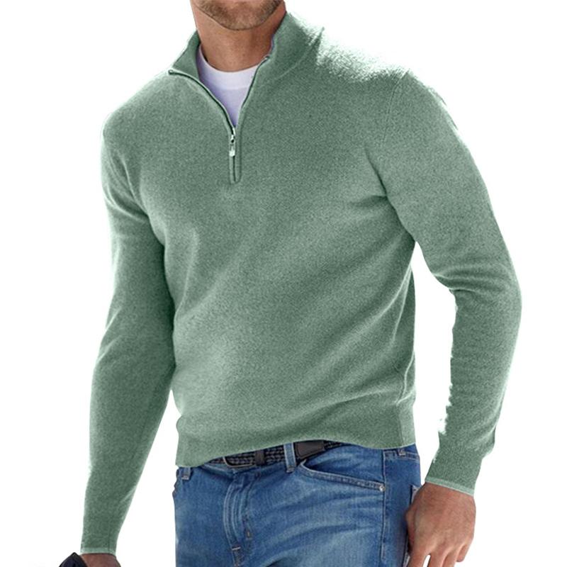 Emil Pullover mit Halbem Reißverschluss und Rippstruktur