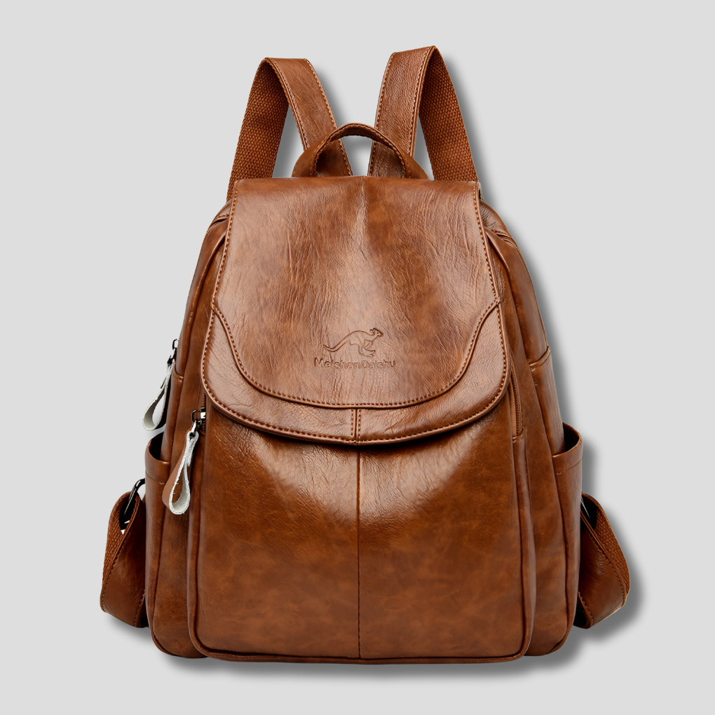 Diebstahlsicherer Lederrucksack für stilvolle Frauen