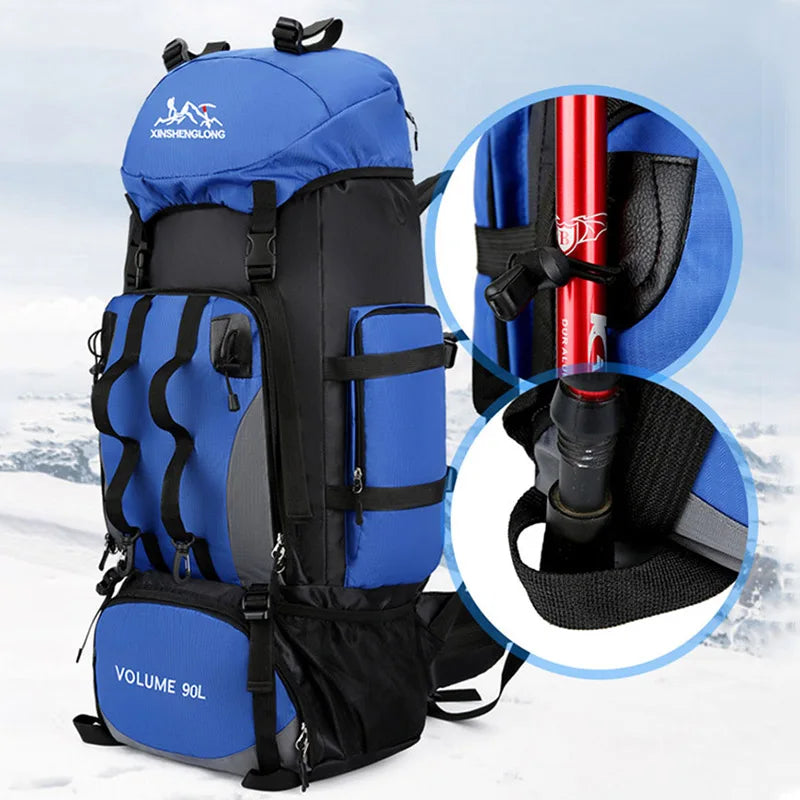Wasserdichter 90L Camping- und Wanderrucksack