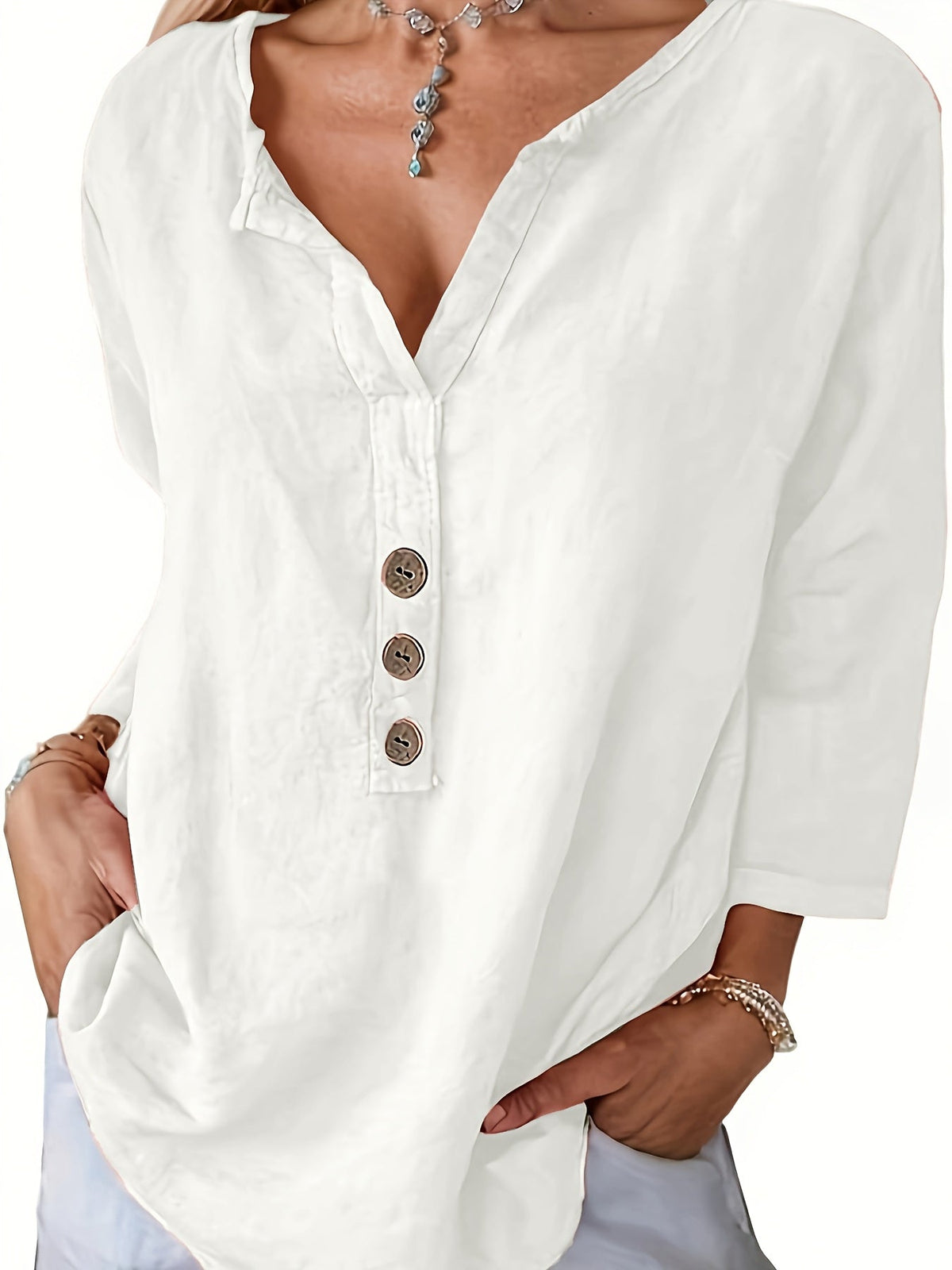 Damen Elegante Bluse mit V-Ausschnitt