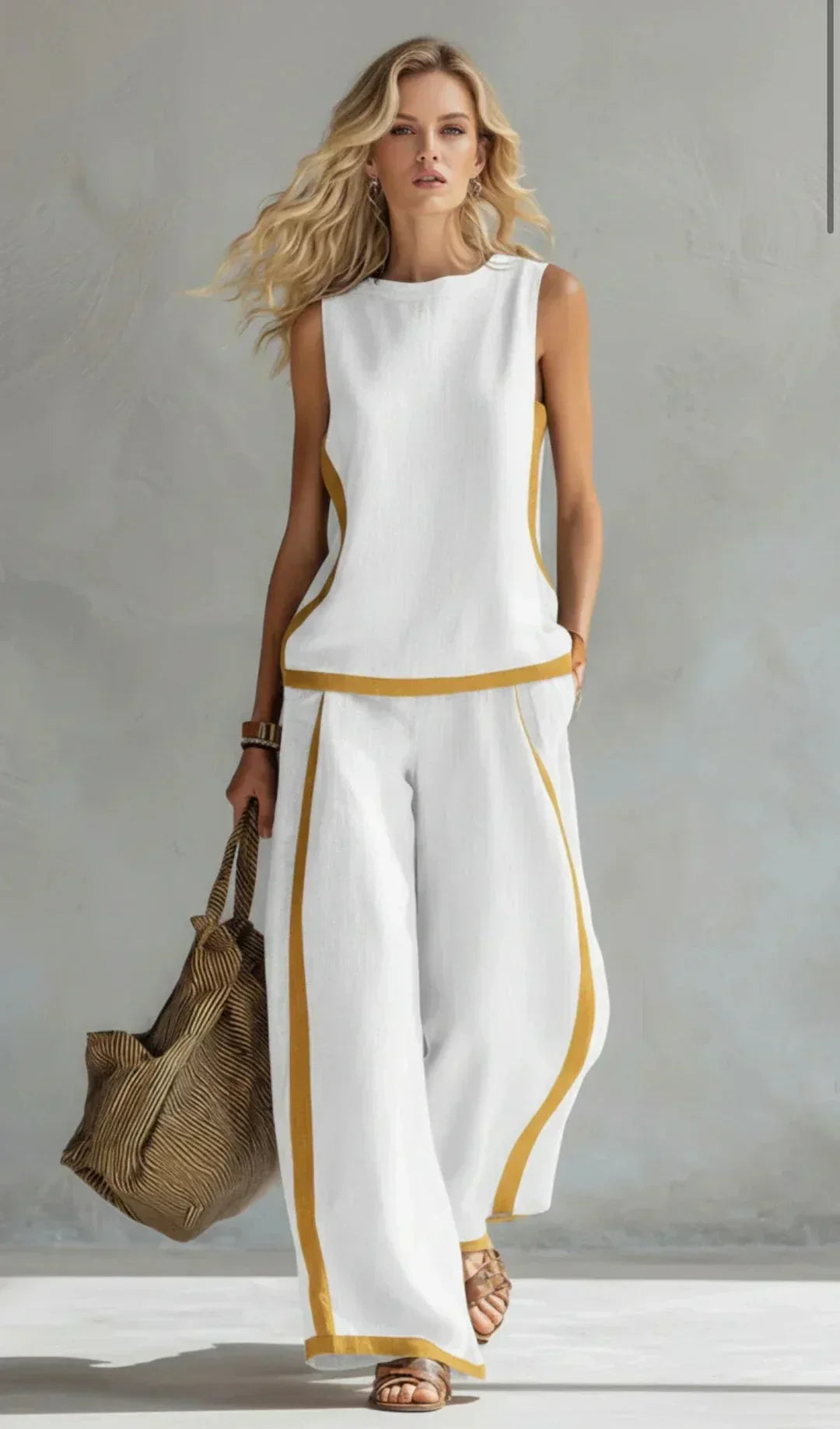 Damen Elegantes Strickjacken-Set mit Zweifarbigen Details