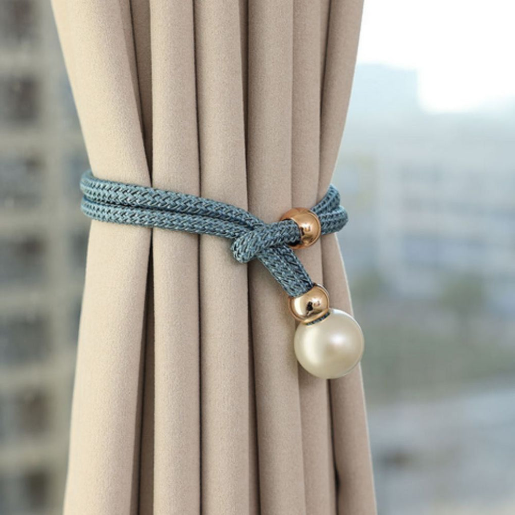 Glänzendes, elegantes 2-teiliges Set mit Perlenvorhang-Raffhalter