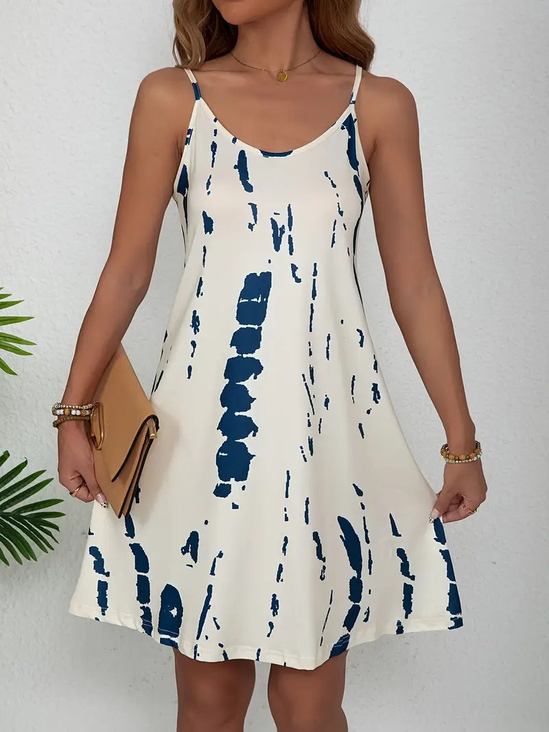 Vintage All-Over Print Sommerkleid - Ärmelloses Cami Kleid für Frauen