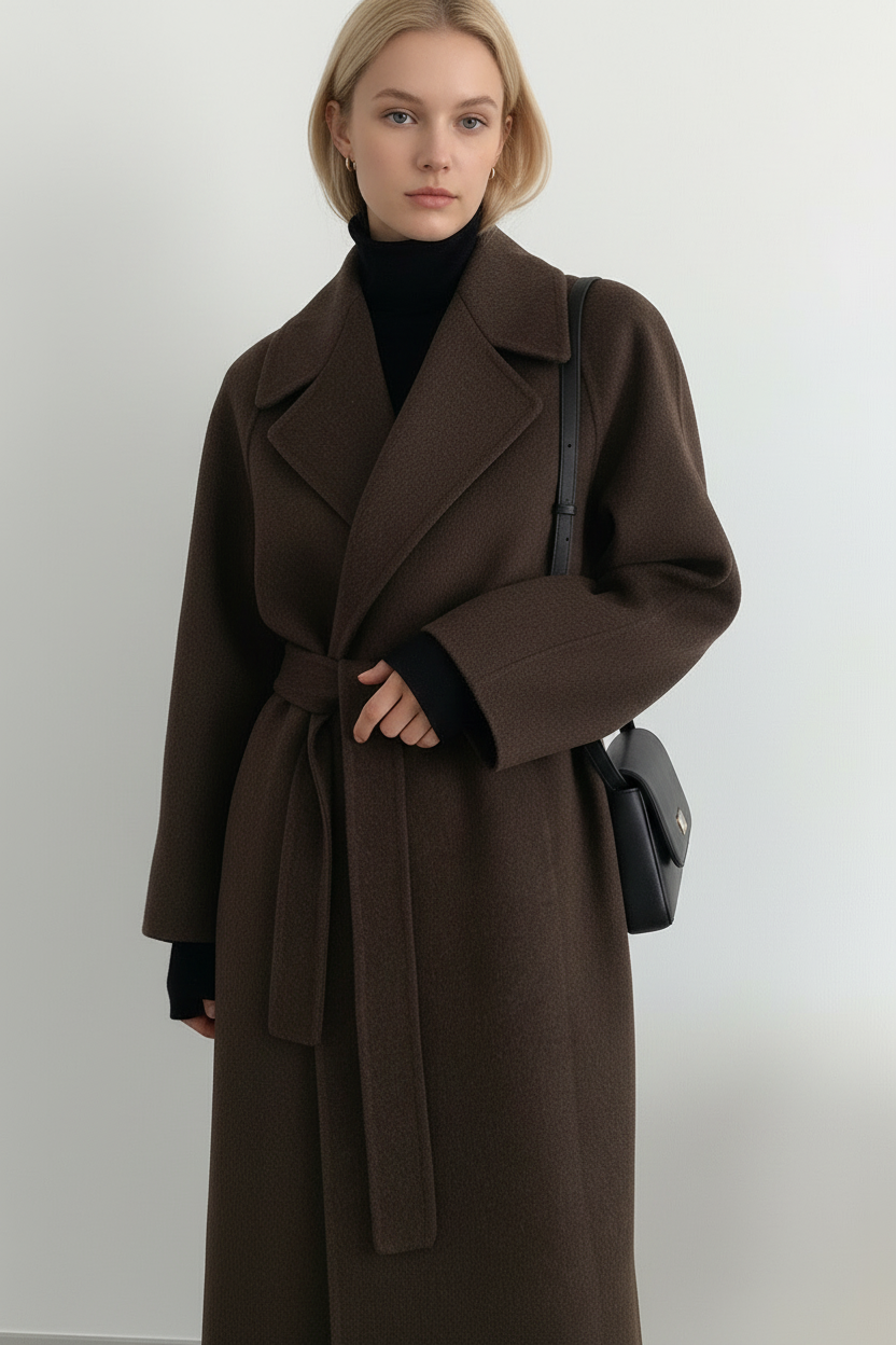 Damen Eleganter Wickelmantel mit Gürtel