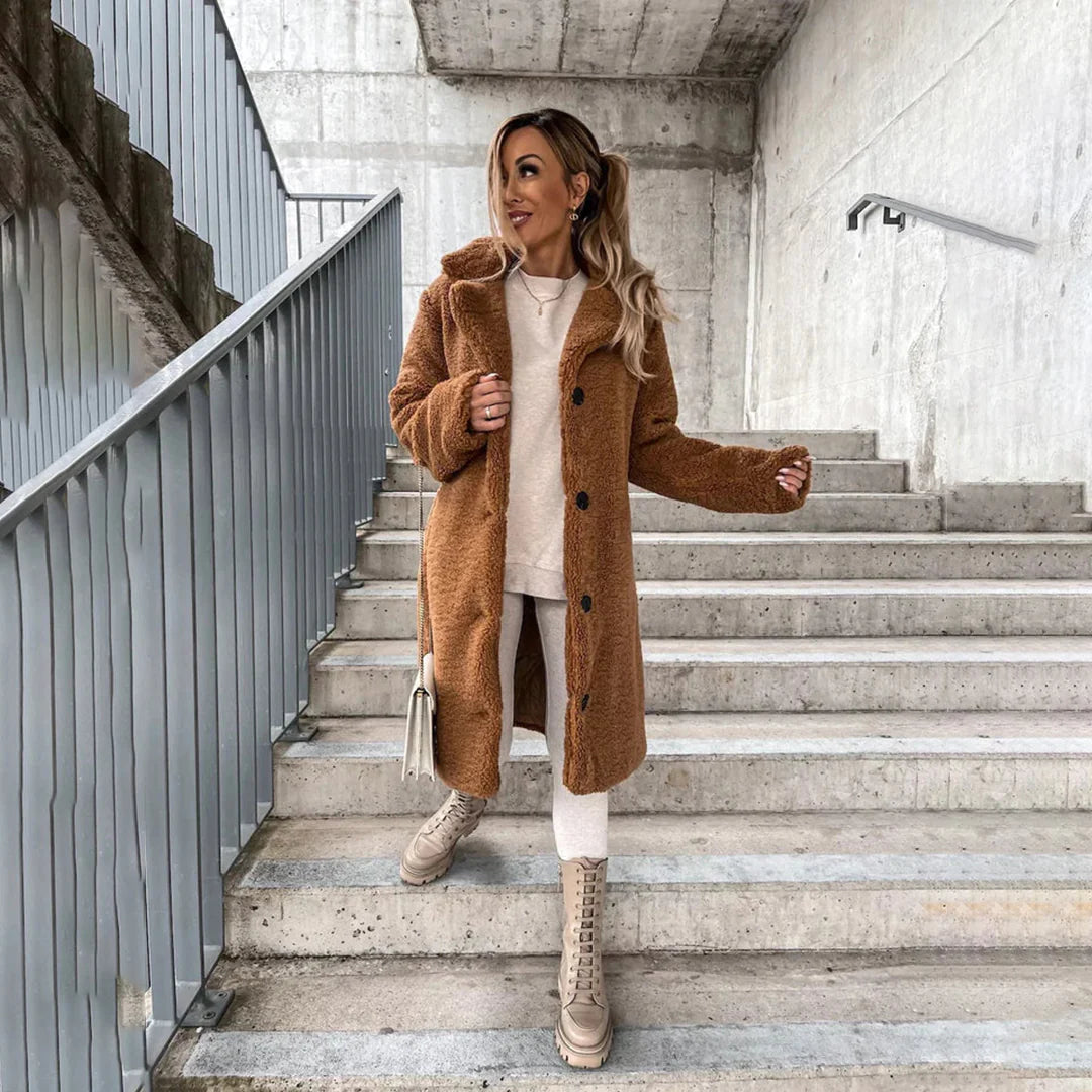 Langer Teddymantel für Damen