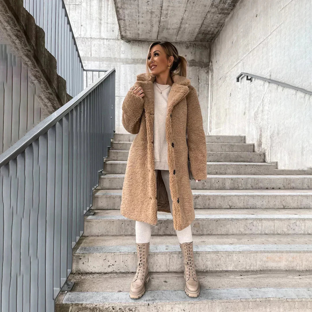 Langer Teddymantel für Damen