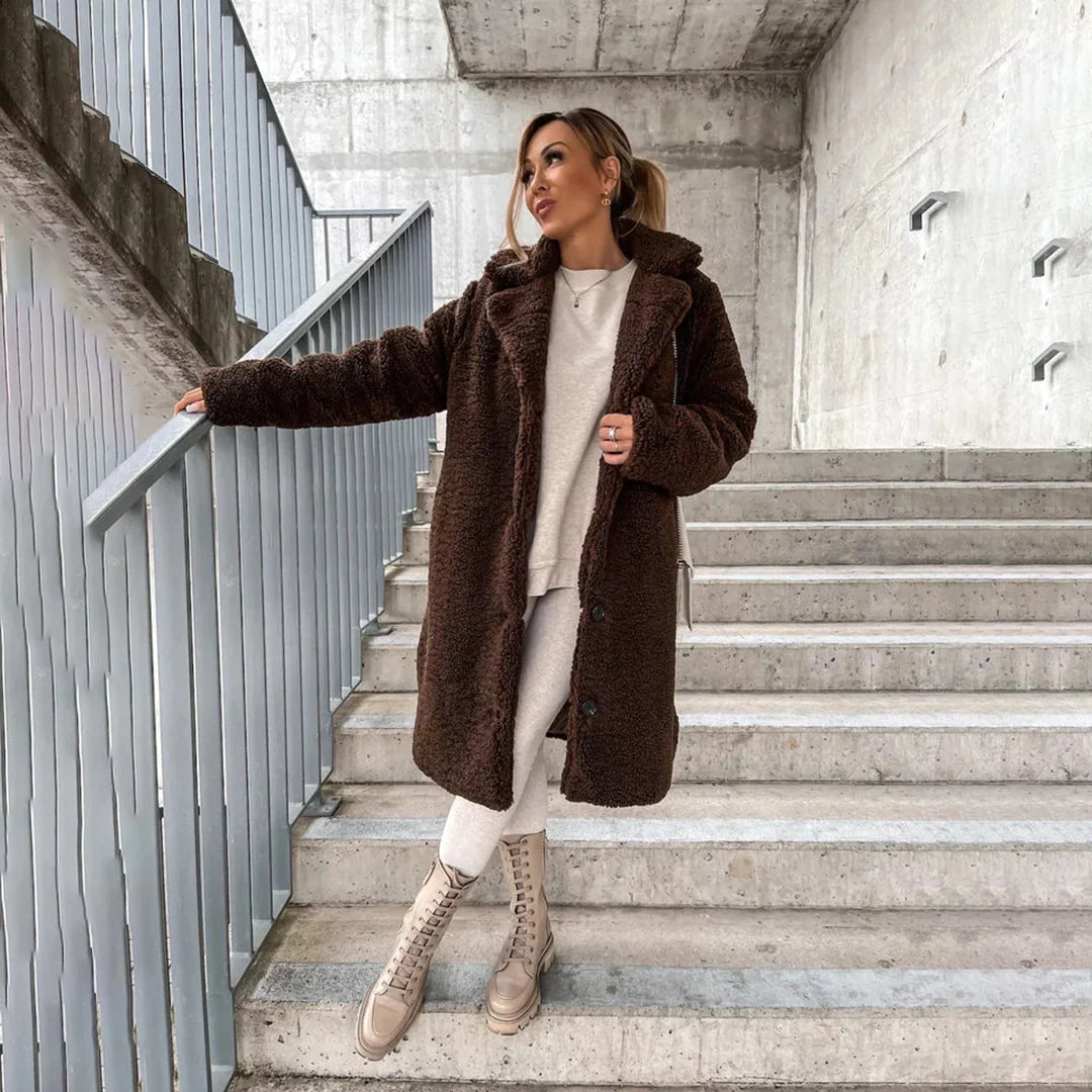 Langer Teddymantel für Damen