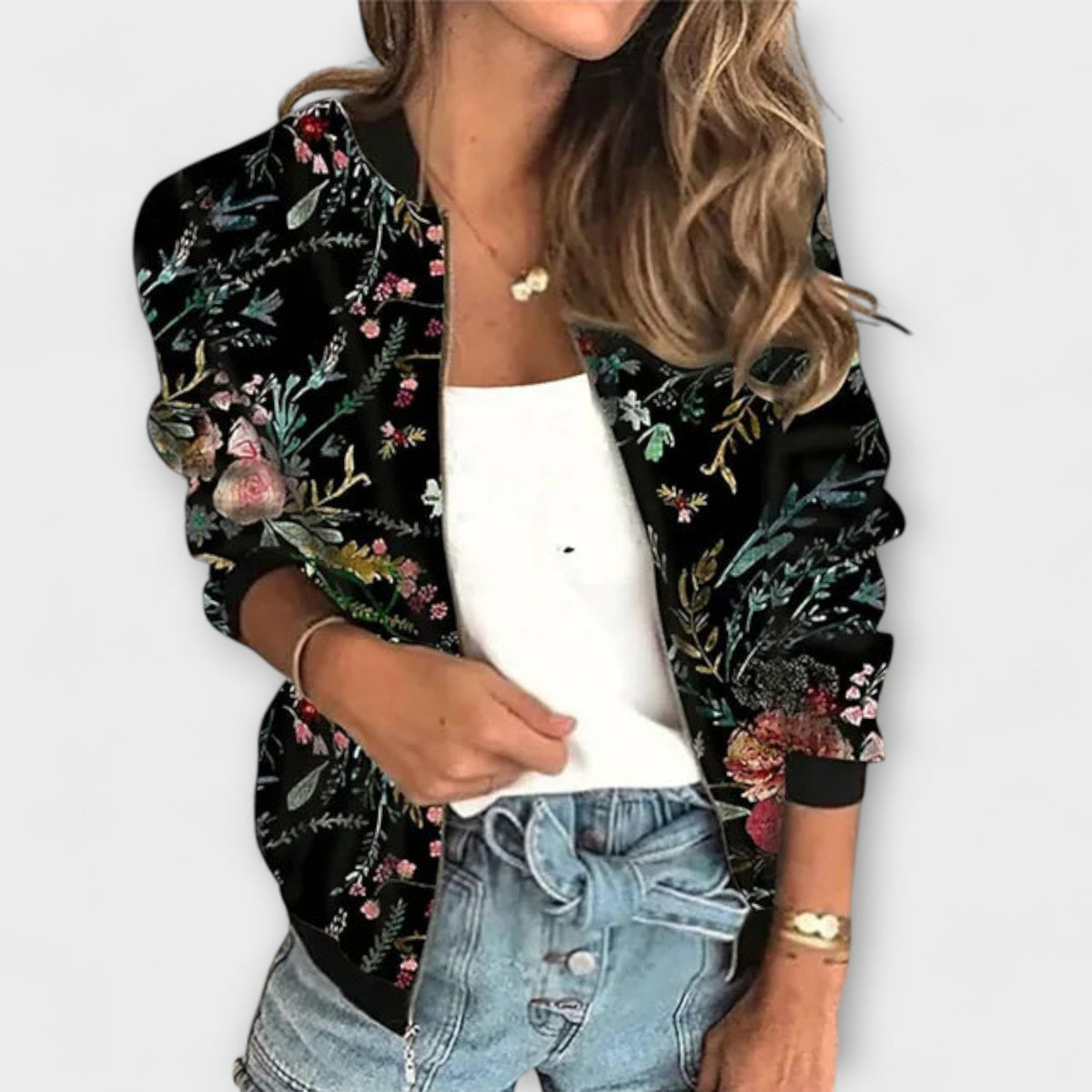 Damen Jacke mit Reißverschluss und Muster