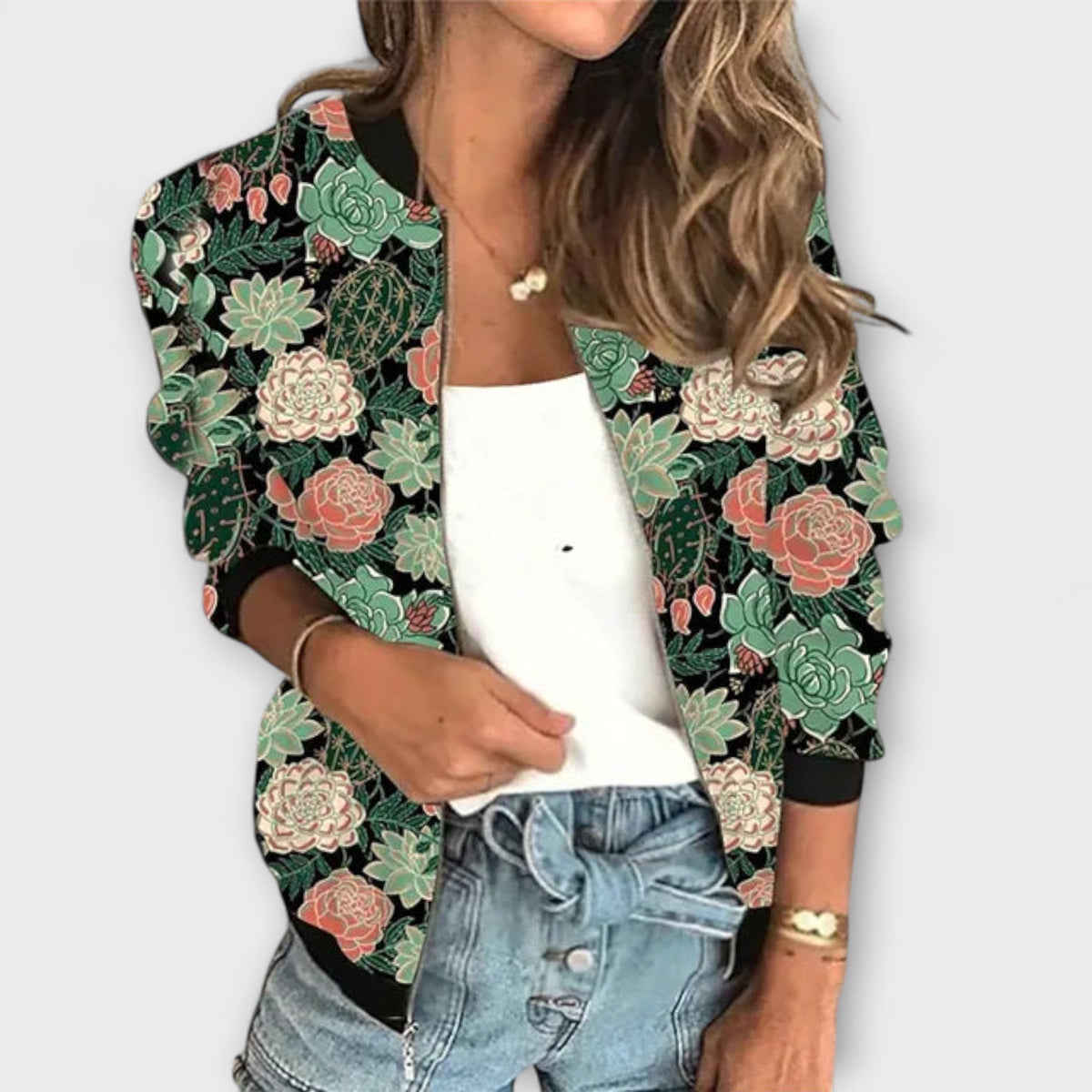 Damen Jacke mit Reißverschluss und Muster