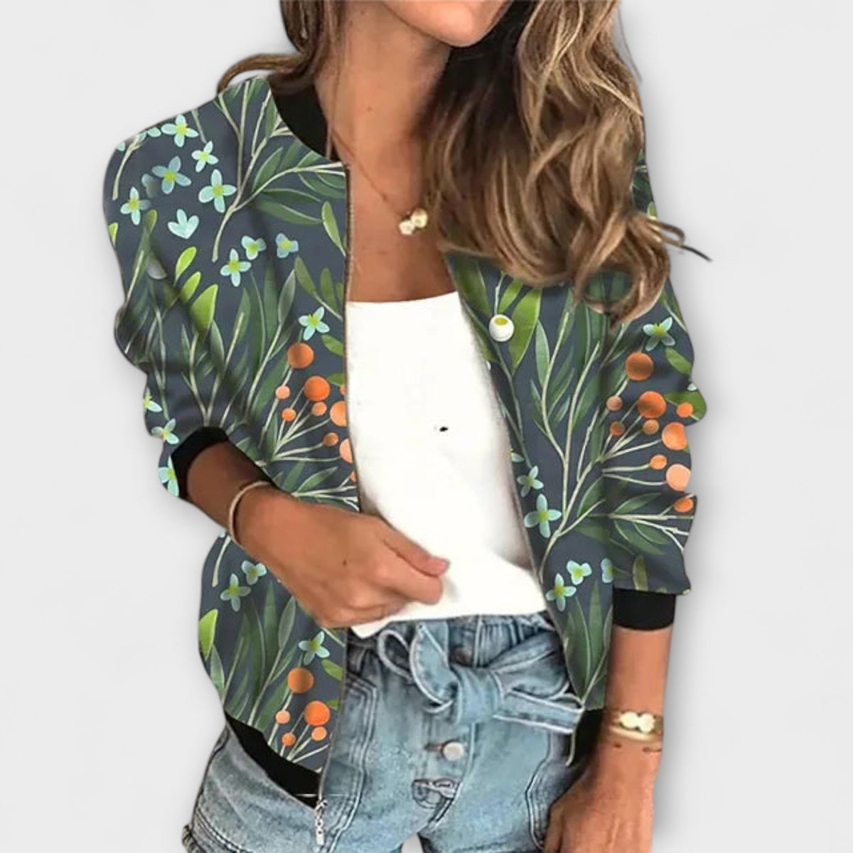 Damen Jacke mit Reißverschluss und Muster