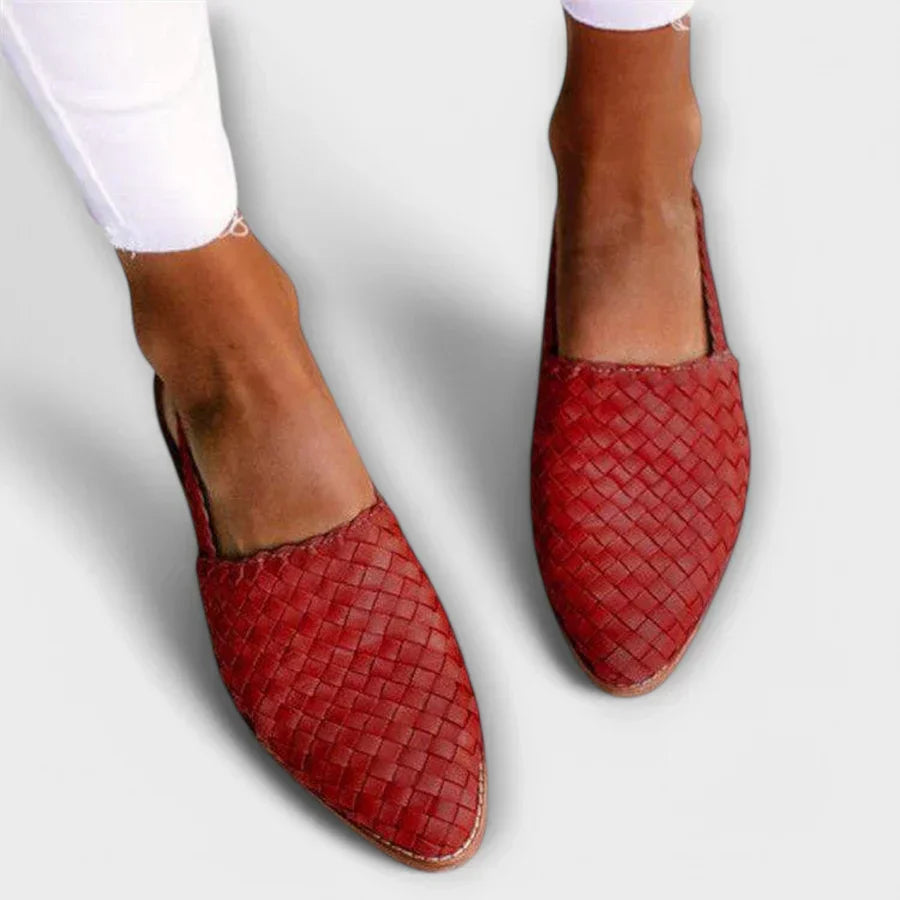 Damen Elegante Handgewebte Mokassins