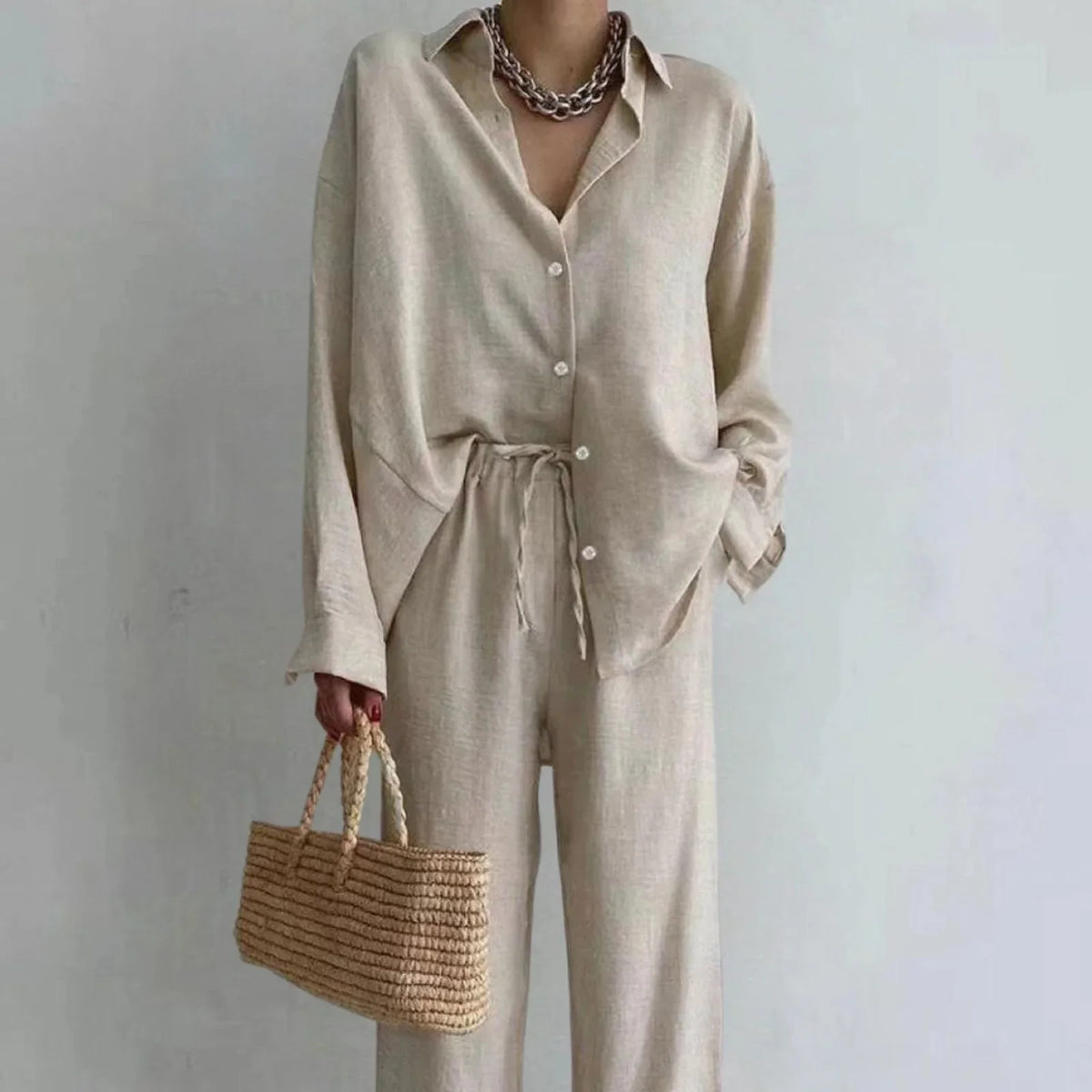 Leinen-Set - Atmungsaktives Shirt & Hose - luftig, lässig & bequem für den Sommer