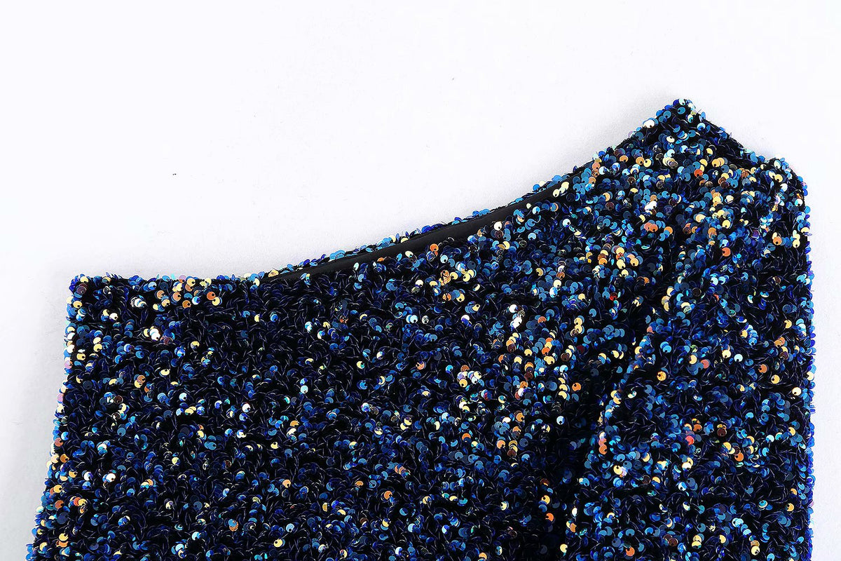 Fleur Glitter One Shoulder Top Farromode afbeelding 6