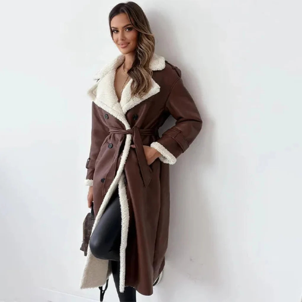 Langer Button-Down-Mantel für Damen