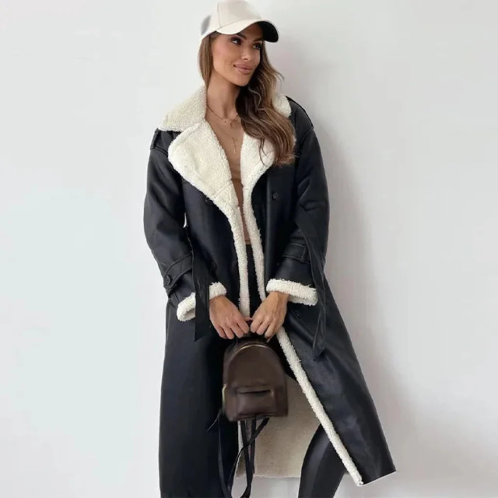 Langer Button-Down-Mantel für Damen