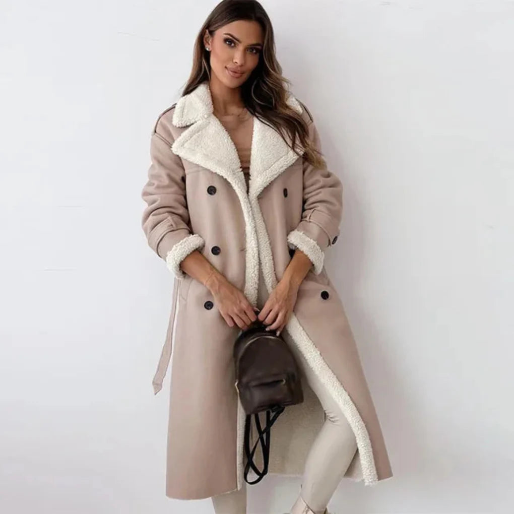Langer Button-Down-Mantel für Damen