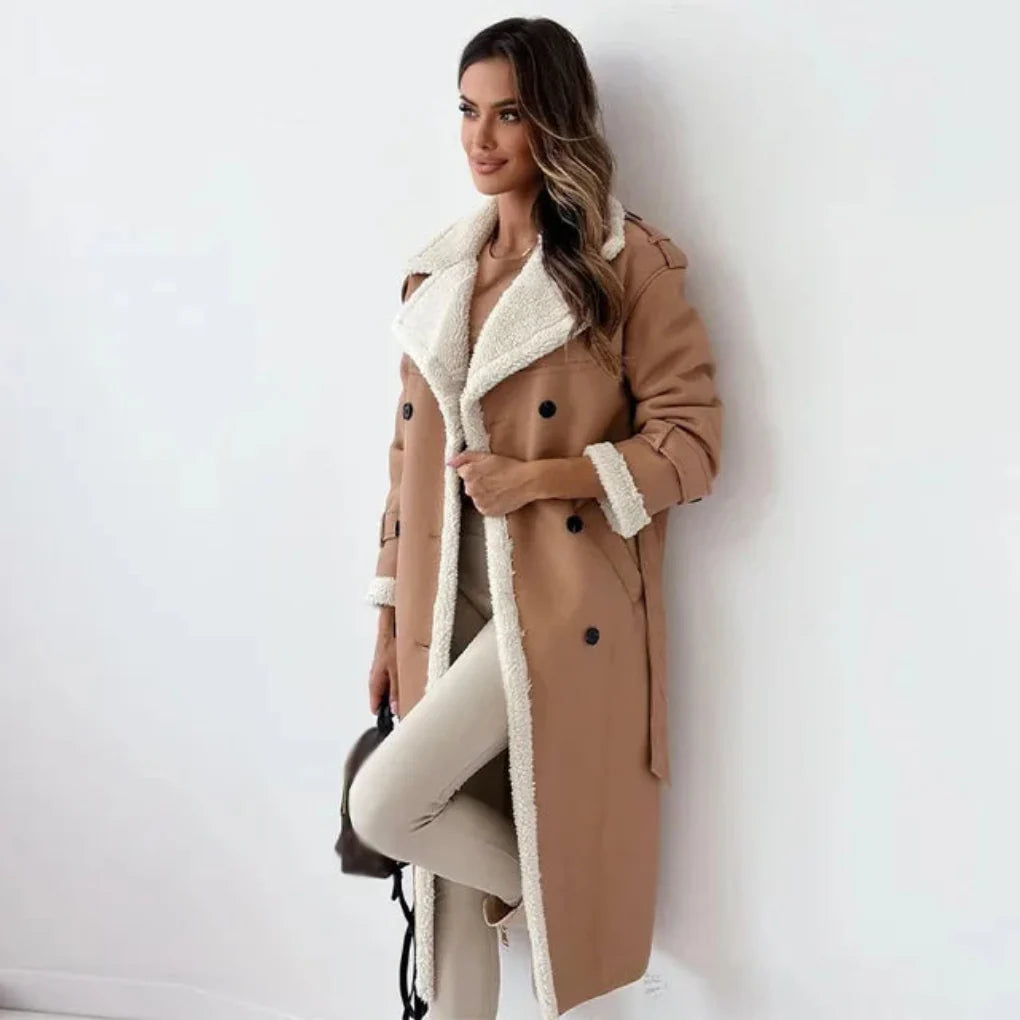 Langer Button-Down-Mantel für Damen