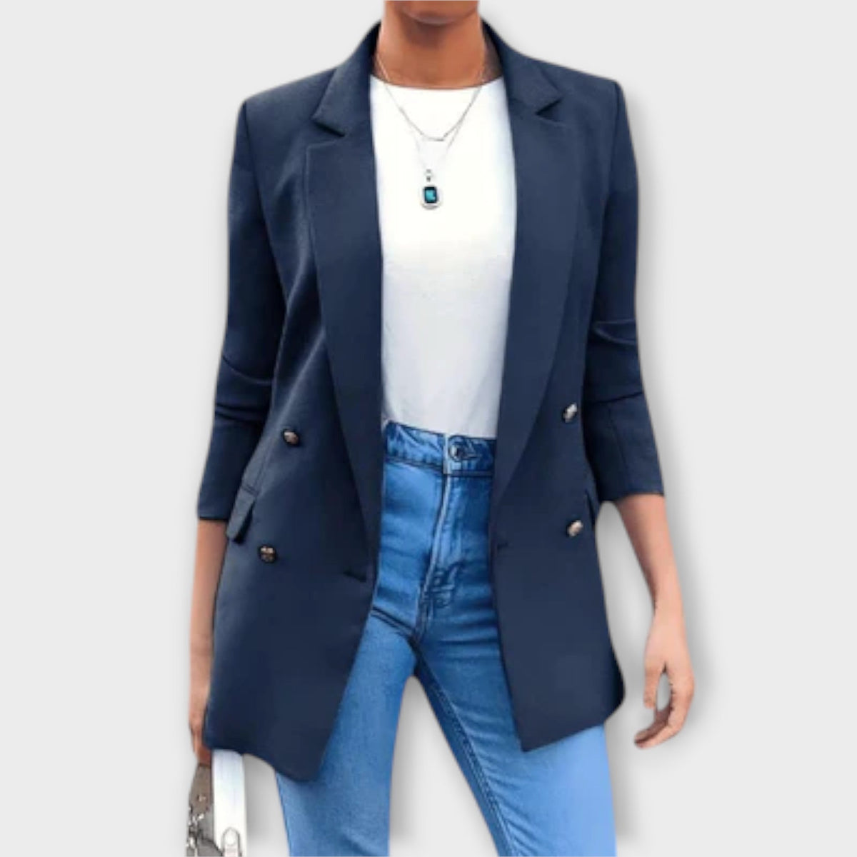 Damen Elegante Lange Jacke mit Reißverschluss
