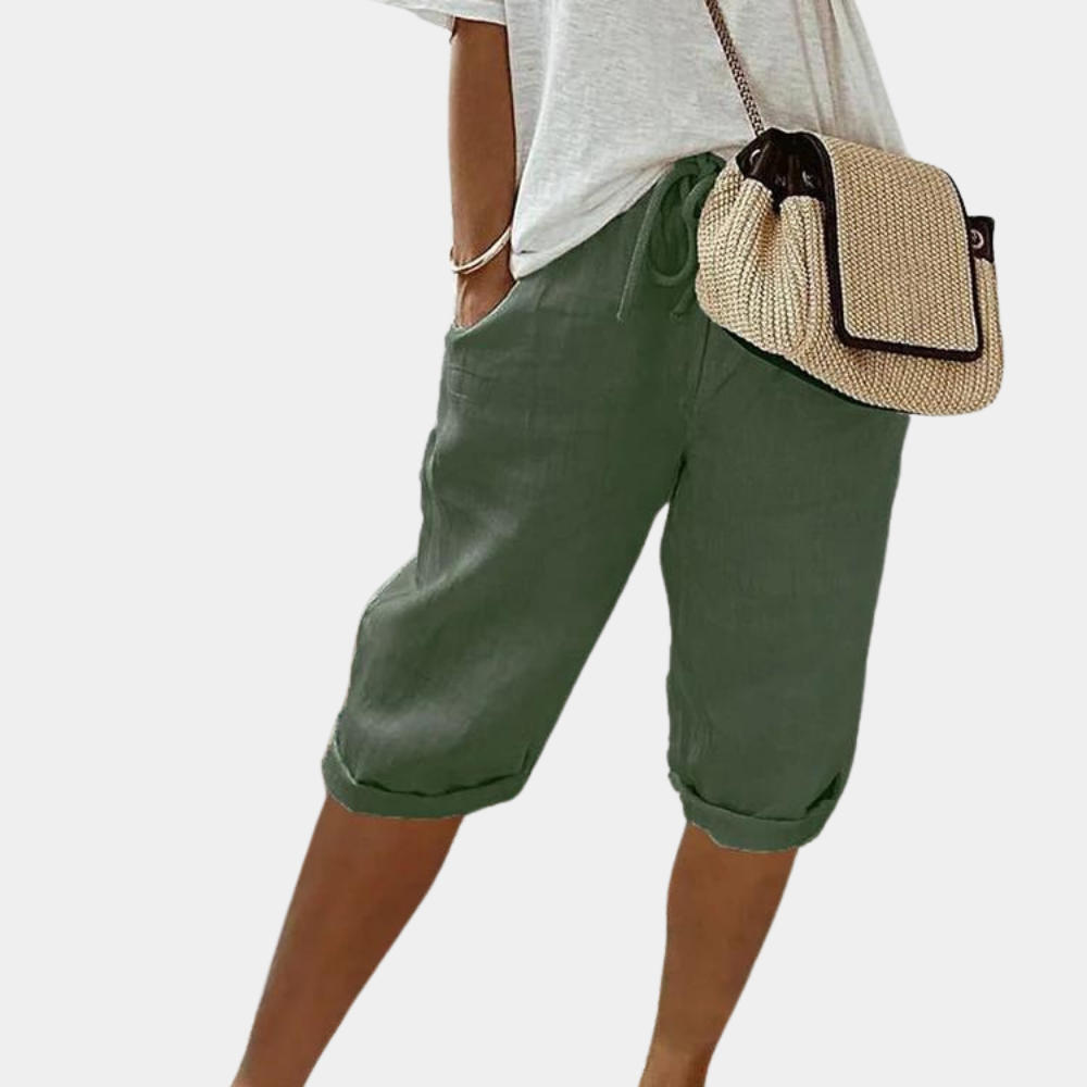 Leichte Damen-Shorts aus Leinen-Baumwoll-Mix für den Sommer