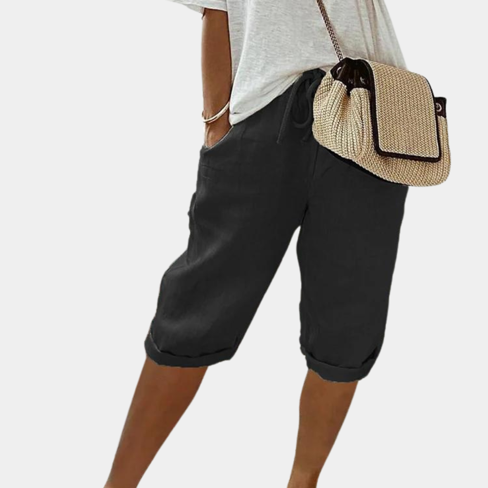 Leichte Damen-Shorts aus Leinen-Baumwoll-Mix für den Sommer