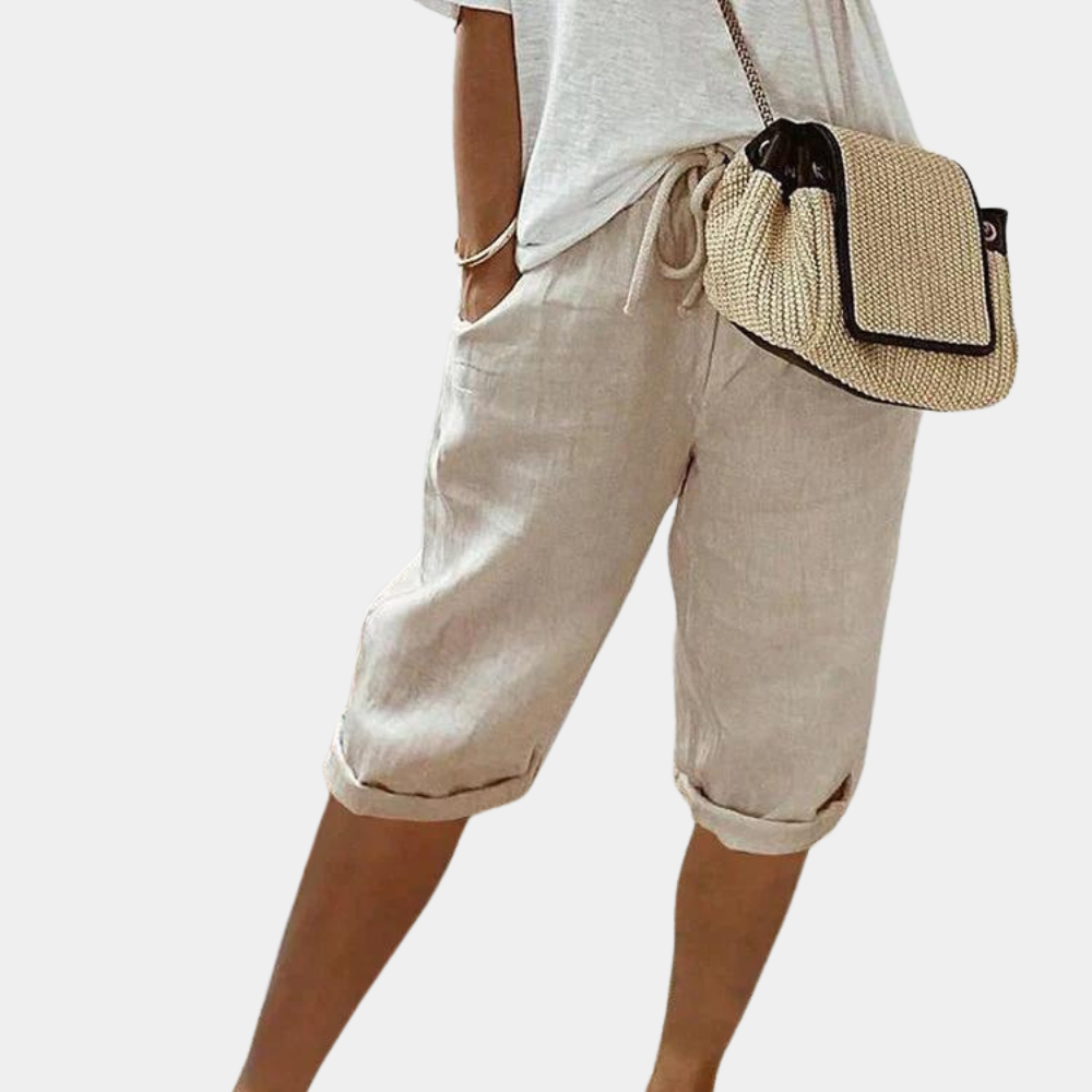 Leichte Damen-Shorts aus Leinen-Baumwoll-Mix für den Sommer