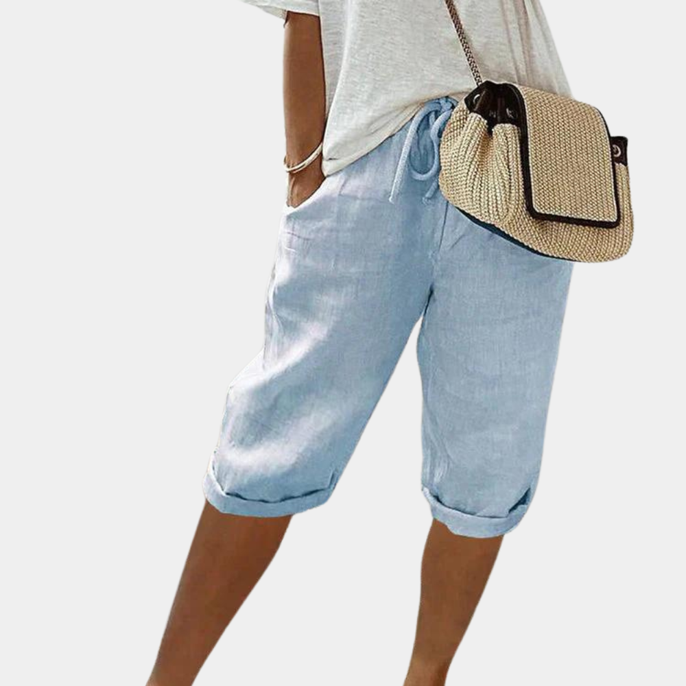 Leichte Damen-Shorts aus Leinen-Baumwoll-Mix für den Sommer