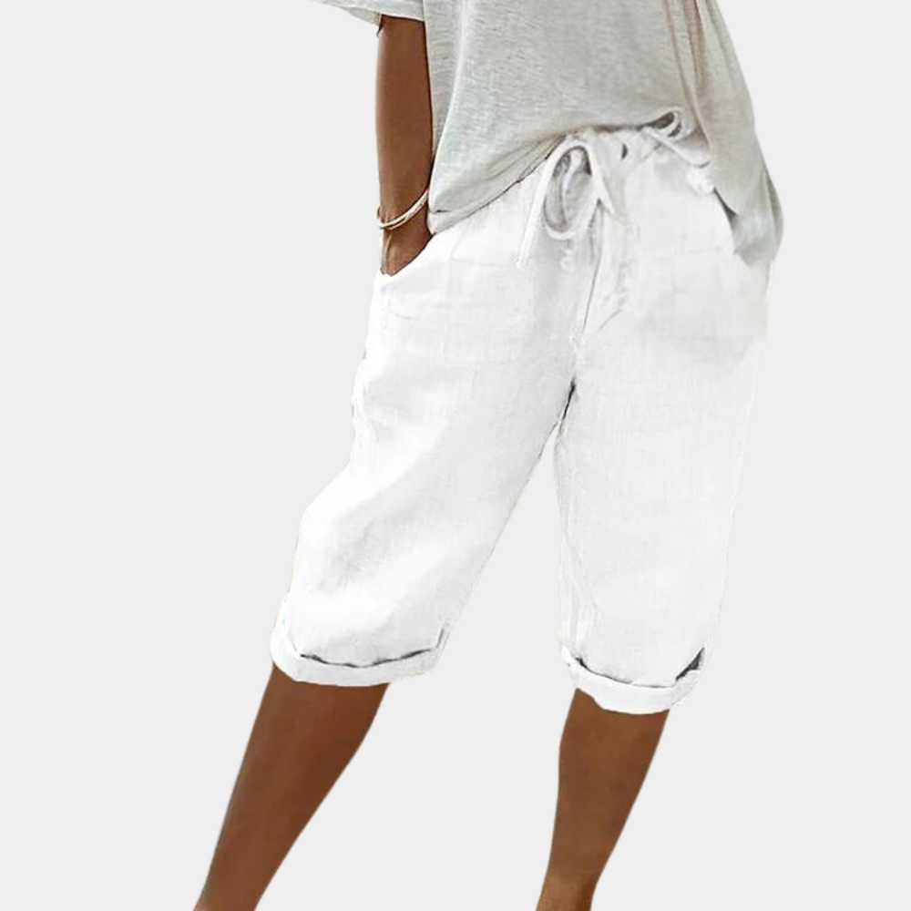 Leichte Damen-Shorts aus Leinen-Baumwoll-Mix für den Sommer
