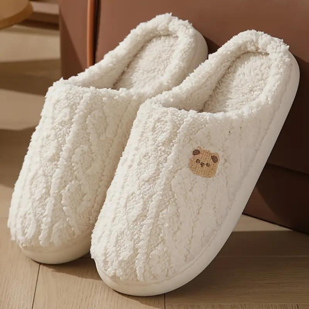 Bequeme, flauschige Bären-Hausschuhe für den Winter für Damen