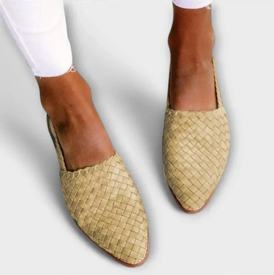 Damen Elegante Handgewebte Mokassins