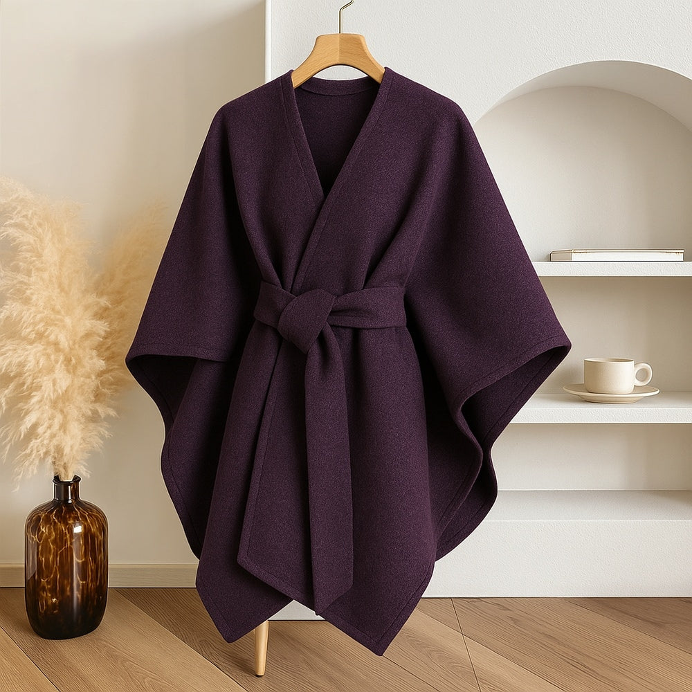 Eleganter Winddichter Poncho-Mantel mit Schalkragen