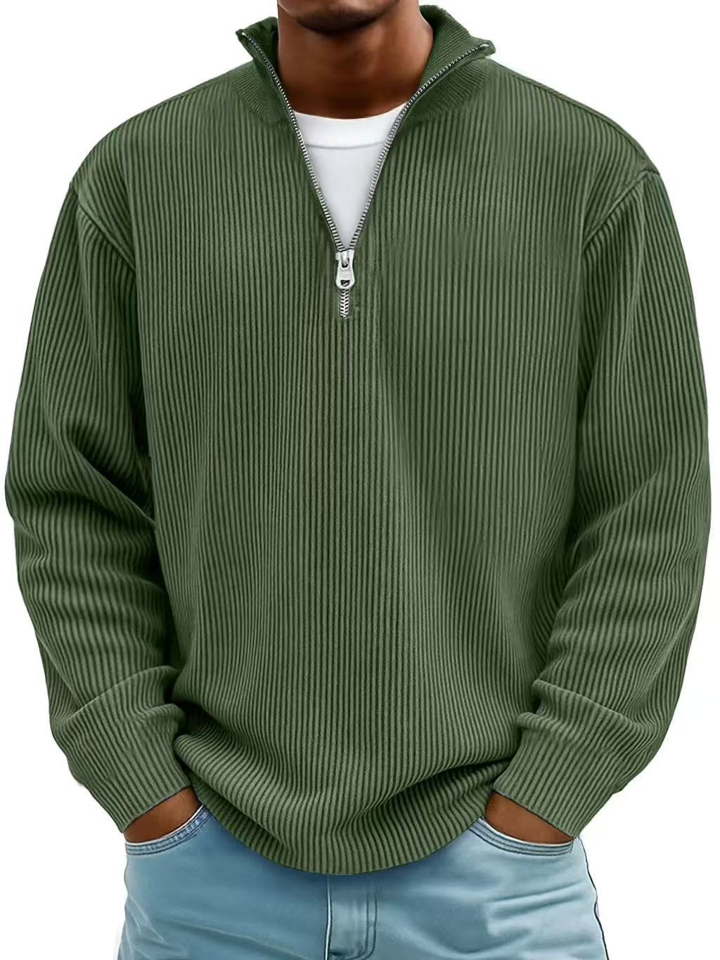 Herren Eleganter Strickpullover mit Reißverschlusskragen
