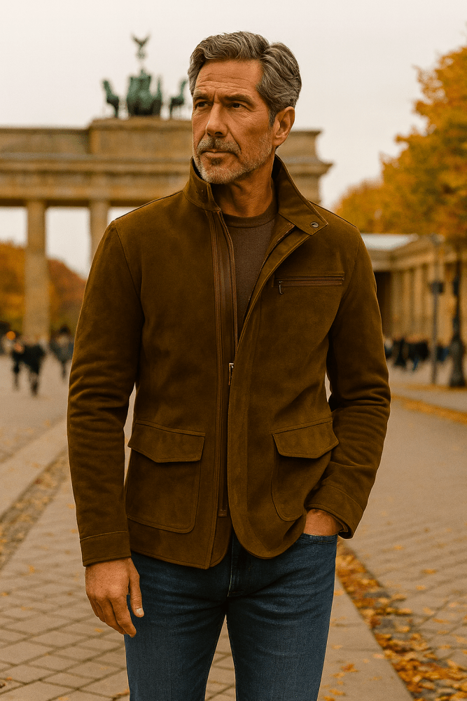 Herren Elegante Jacke mit Zwei-Wege-Reißverschluss