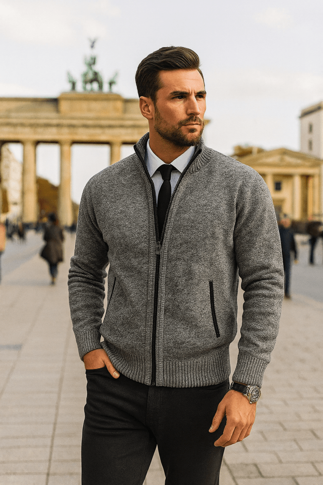 Herren Eleganter Strickpullover mit Reißverschluss