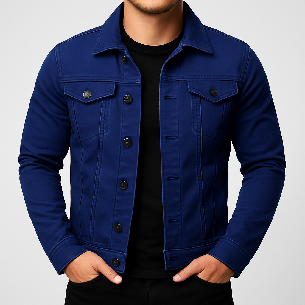 Lässige, einfarbige Jeansjacke für Herren