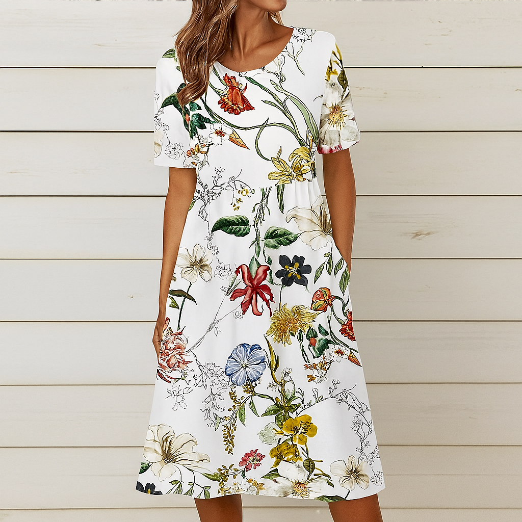 Sommerliches Etuikleid mit Blumenmuster