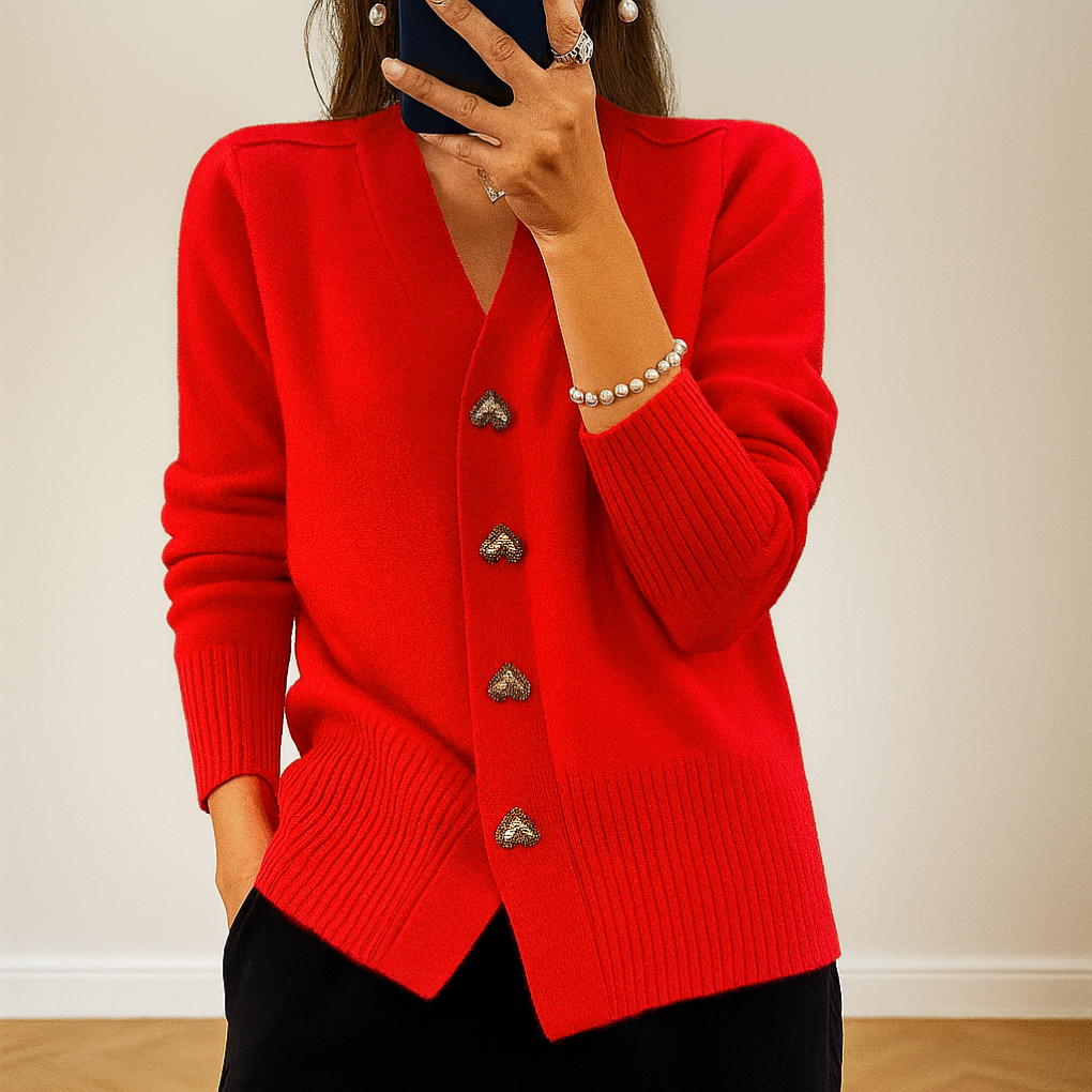 Gemütliche Strickjacke mit V-Ausschnitt