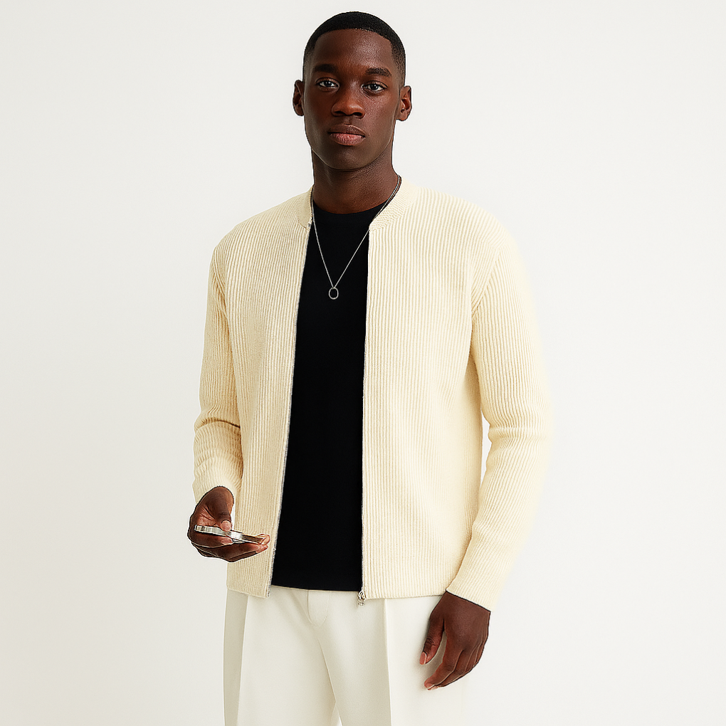 Lässiger Herren-Strickpullover mit Reißverschluss