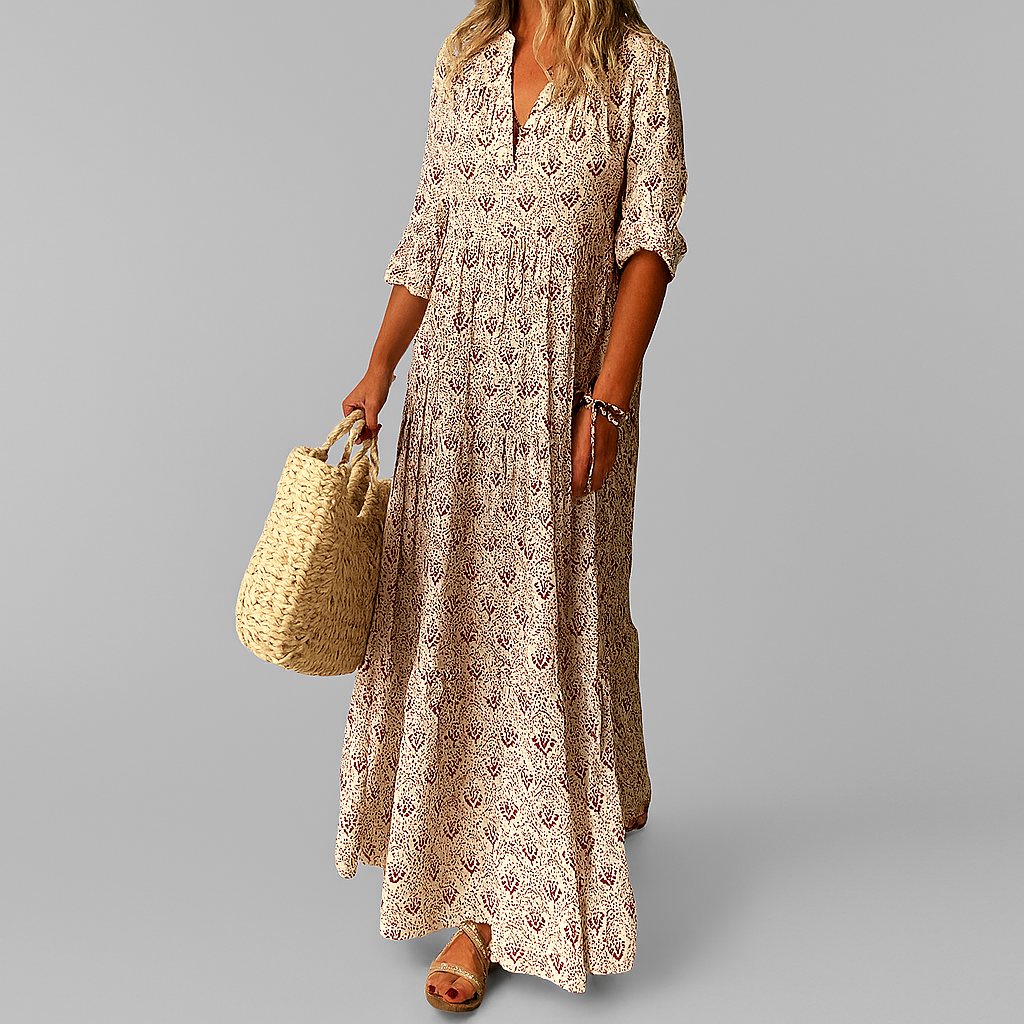 Maxikleid aus leichter Baumwolle mit Vintage-Print für Damen