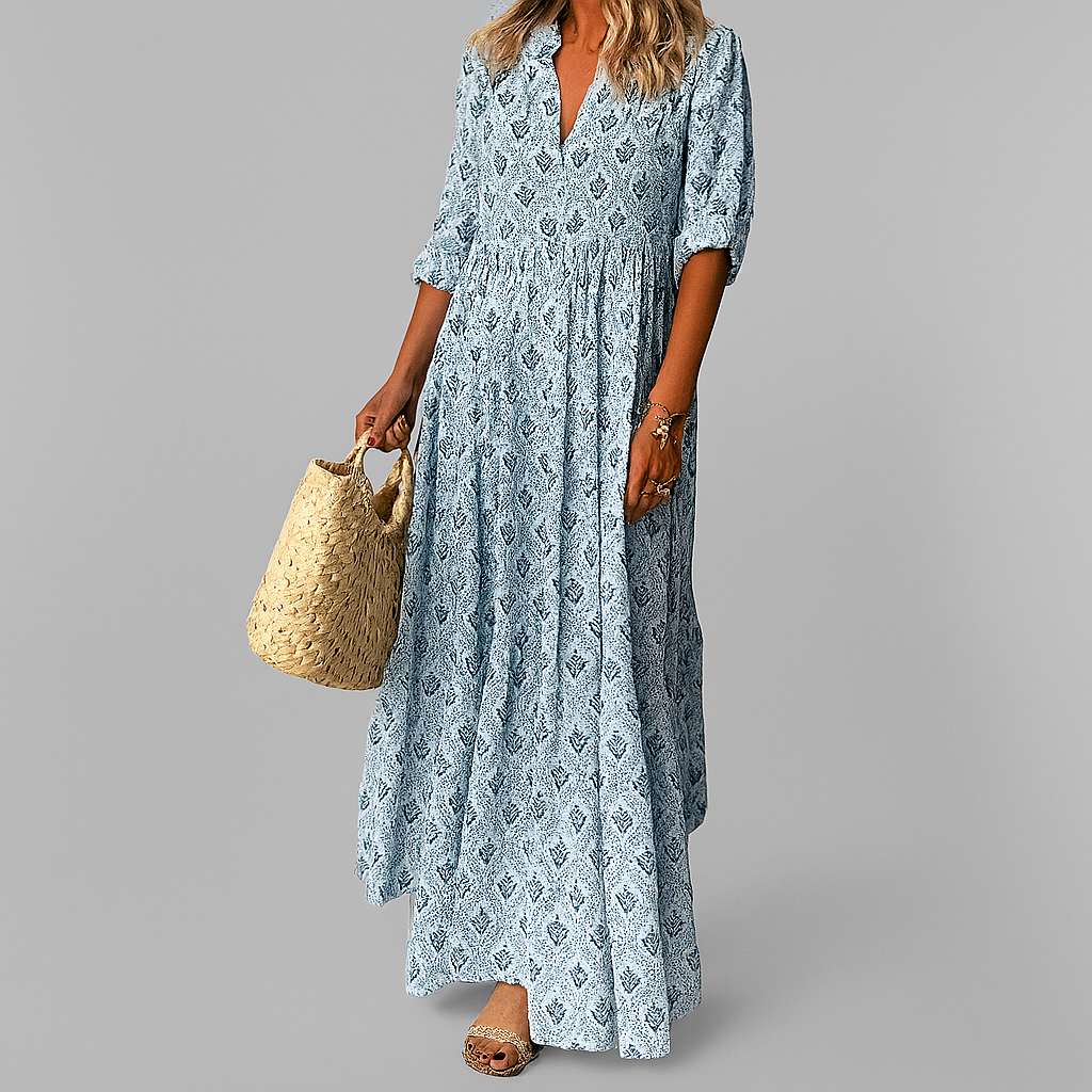 Maxikleid aus leichter Baumwolle mit Vintage-Print für Damen