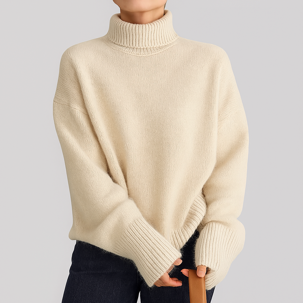 Dicker Kaschmir-ähnlicher Winterpullover für Damen mit hohem Kragen