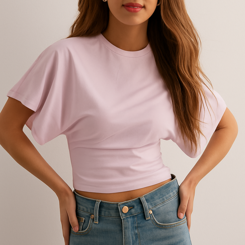 Klassisches Sommer-T-Shirt mit Rundhalsausschnitt