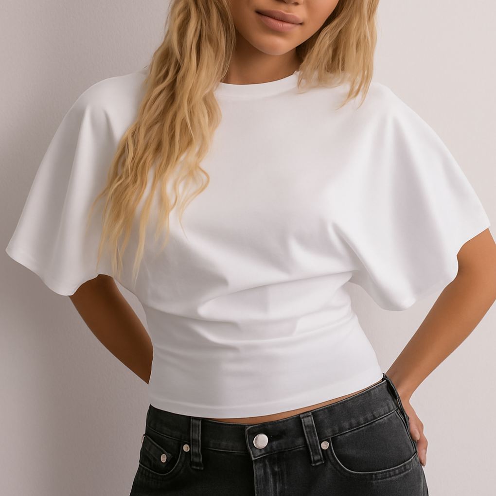 Klassisches Sommer-T-Shirt mit Rundhalsausschnitt