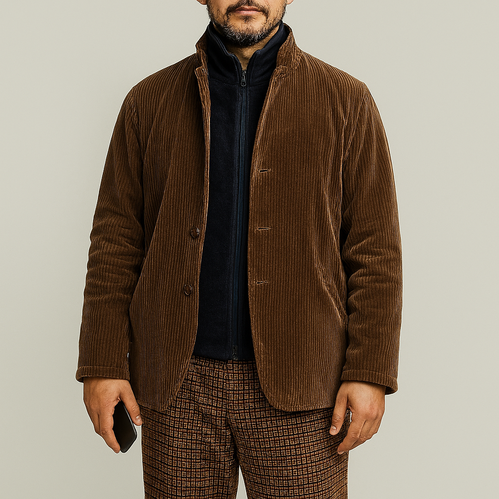 Lässige Retro-Jacke in Volltonfarbe für Herren