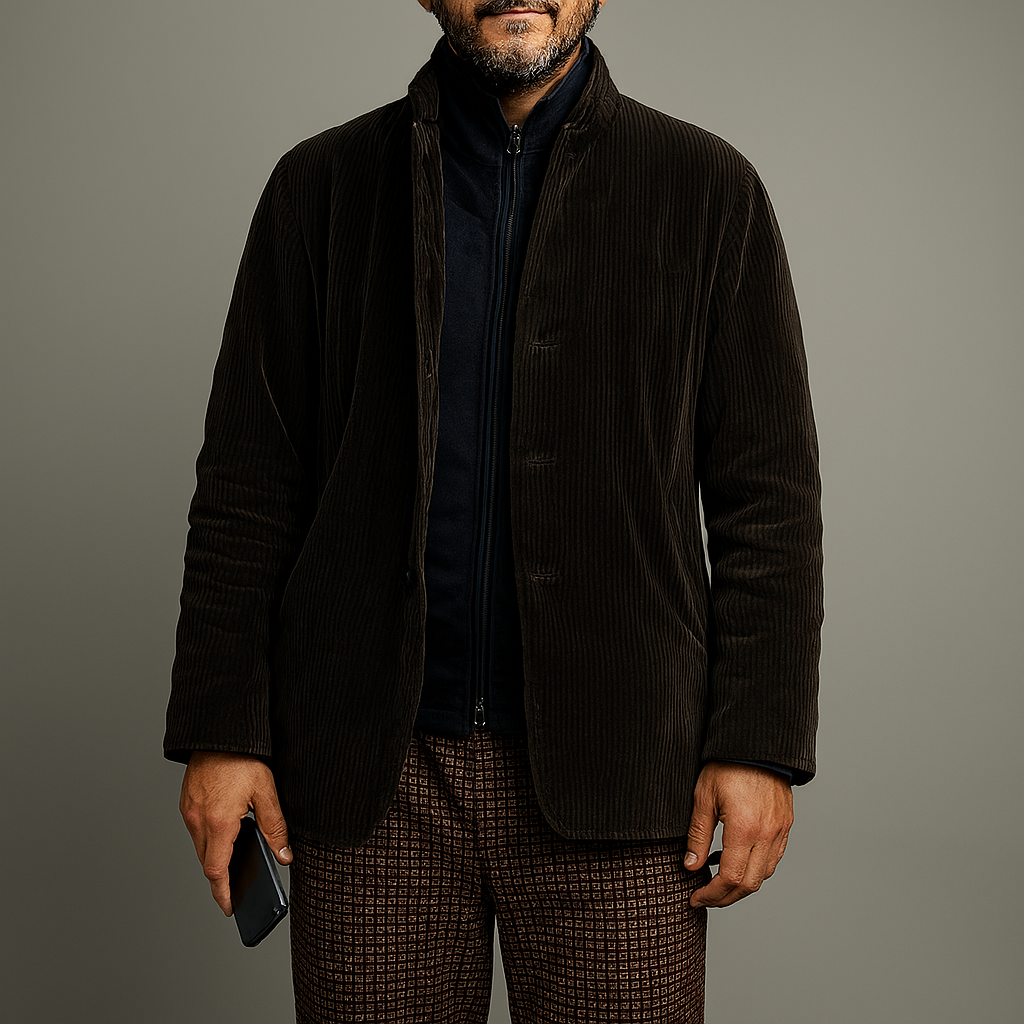 Lässige Retro-Jacke in Volltonfarbe für Herren