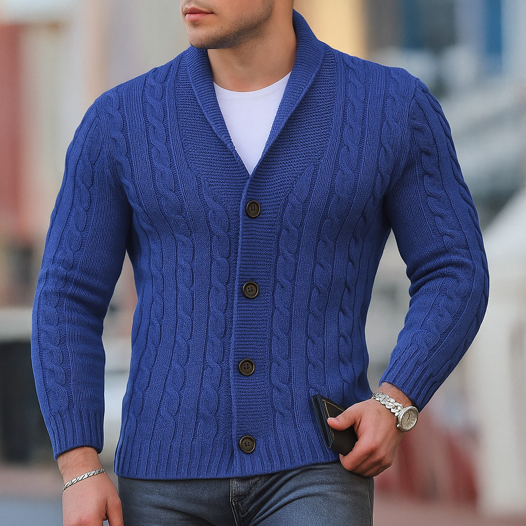 Warmer, klassischer Herren-Strickcardigan