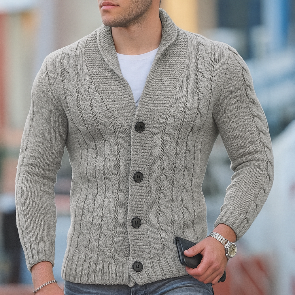 Warmer, klassischer Herren-Strickcardigan