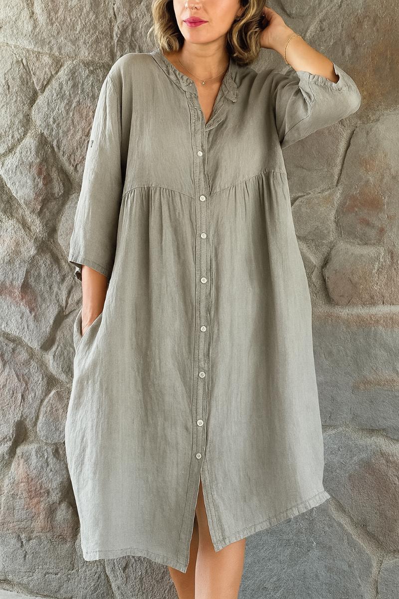 Lässiges Hemdkleid aus Baumwollleinen